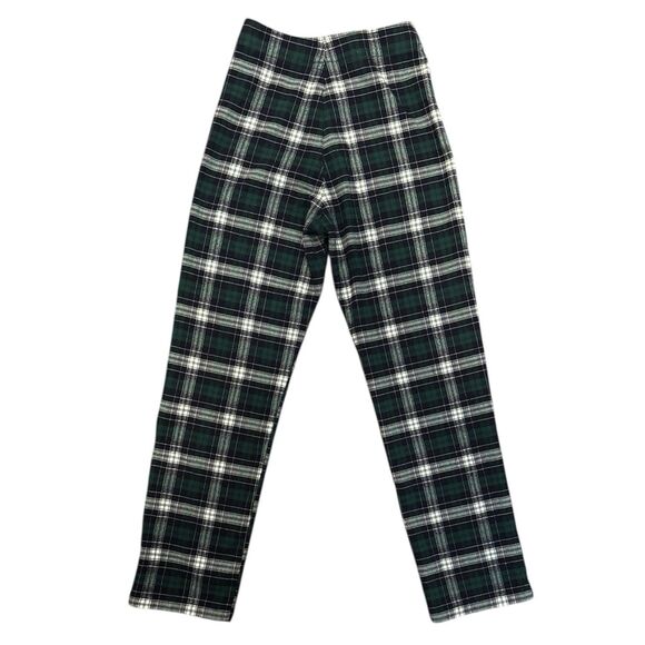 Brandy Melville John Galt High Rise Trousers Pants One Size Plaid Green Checker - Picture 2 of 8